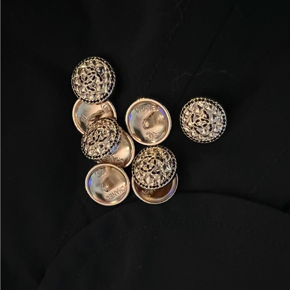 CC style-(Set of 6) 25mm=Quarter/Textured GoldMetal/Blk enamel trim /Sha…